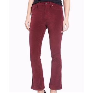 Madewell Cali Demi Boot Velvet Jeans in Cabernet